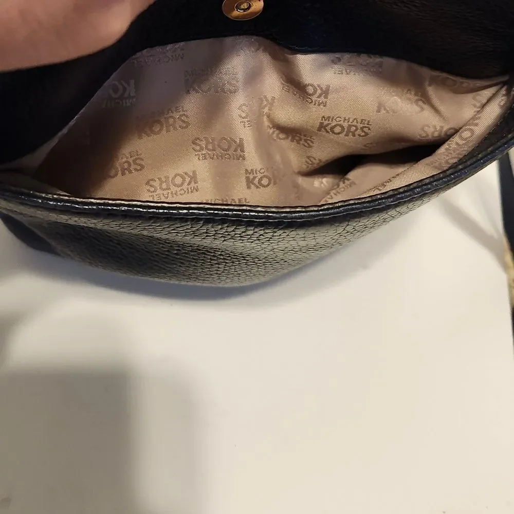 Michael Kors “Hamilton” Navy Blue Pebbled Leather Crossbody Bag Ret.$298